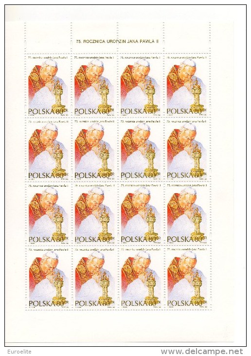 PAPA GIOVANNI PAOLO II 75 Anniversario Della Nascita Polonia 1995 - Feuilles Complètes