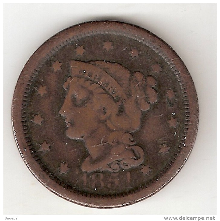 *usa 1 Cent 1854  Km 67   Vf - 1840-1857: Braided Hair (Capelli Intrecciati)