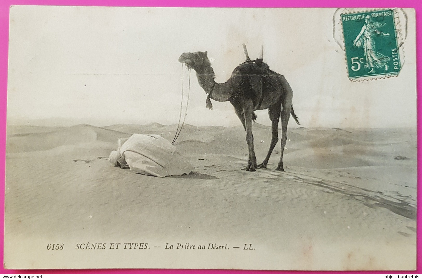 Cpa N° 6158 La Prière Au Désert Scènes Et Types Carte Postale Algérie1910 Prayer In The Desert - Szenen