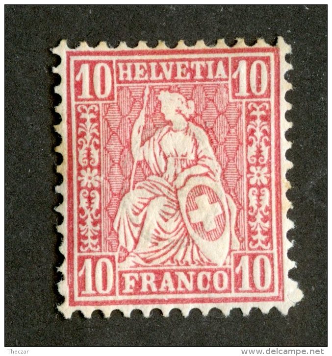 3854  Swiss 1867   Mi.#30 *  Scott #53  Cat. 8.€ -Offers Welcome!- - Unused Stamps