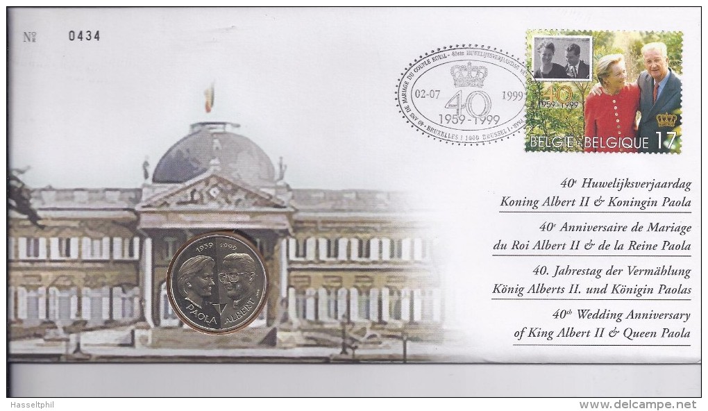 Belgie - Belgique Numisletter 2828 40e Huwelijksverjaardag Koning Albert II En Koningin Paola 1999 - Numisletter