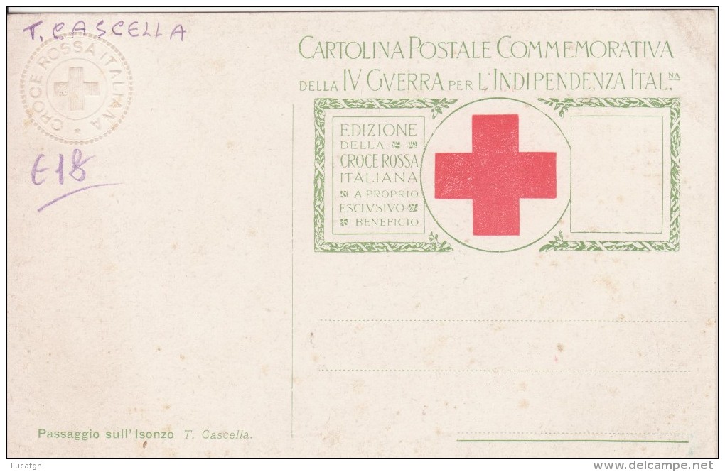 Cartolina Commemorativa Della 4° Guerra Per L Indipendenza Italiana. Illust. Cascella-edizione  Della Croce Rossa - Croce Rossa