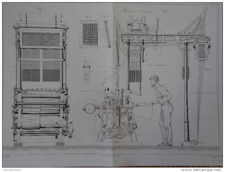 MACHINE A LIRE ET PIQUER LE PAPIER CONTINU POUR JACQUART, PAR M. FRANCOIS DURAND Publication Industrielle - Máquinas