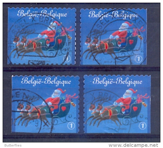 Belgie - 2010  - OBP - 4087  +A+B+C -  Kerstzegels  - Gestempeld  -  Zonder Papierresten - Oblitérés