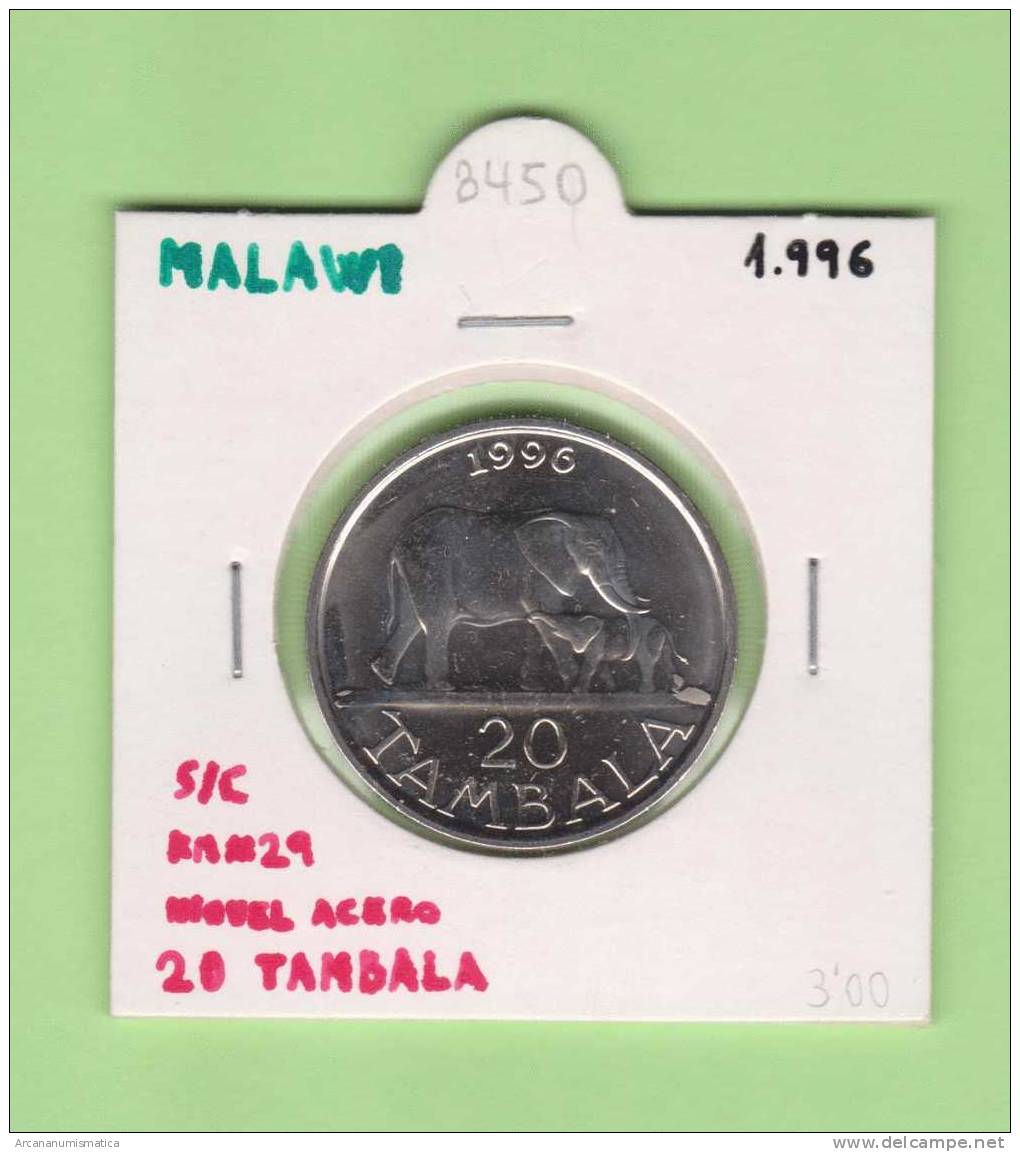 MALAWI   20  TAMBALA  1.996   NIQUEL  ACERO   KM#29    SC/UNC      DL-8450 - Malawi