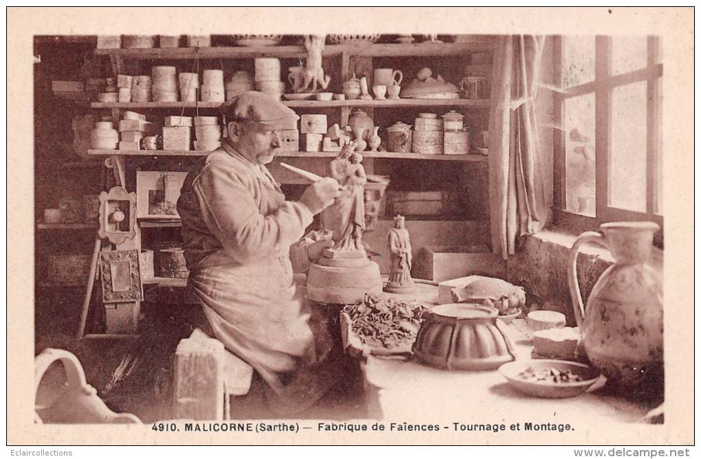 Malicorne Sur Sarthe   72      Faïence  Céramique Poterie  Atelier Pouplard  M.Huet Au Travail - Malicorne Sur Sarthe