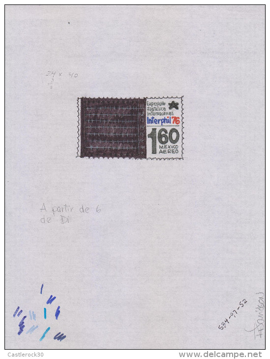 G)1976 MEXICO, ORIGINAL SIGNED BY AUTHOR, DAVIDSON, 10 SKETCHES IN CART SHEET SIZE AND 2 COLOR SKETCHES TABLOID SIZE  ,