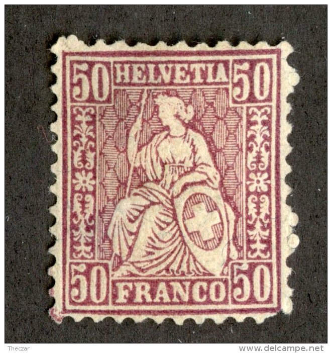 4091  Swiss 1881   Mi.#43 *  Scott #67  Cat. 15.€ -Offers Welcome!- - Unused Stamps