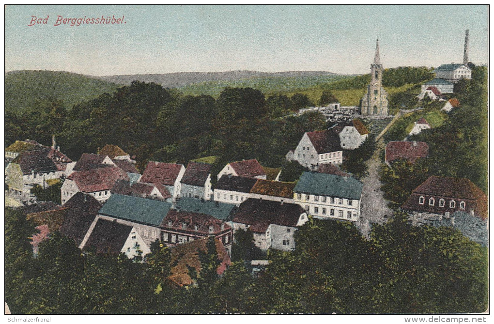 AK Bad Berggiesshübel Ortsansicht Kirche Bei Gottleuba Pirna Heidenau Gersdorf Cotta Bahretal Hellendorf Königstein - Bad Gottleuba-Berggiesshuebel