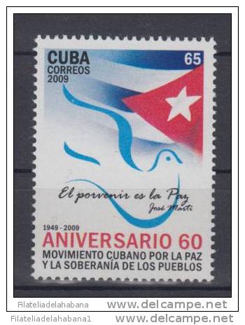 2009.7 CUBA 2009 MNH. 60 ANIV DEL MOVIMIENTO CUBANO POR LA PAZ. PEACE. - Unused Stamps