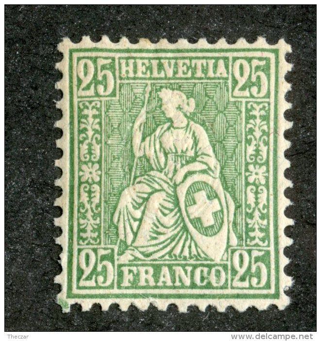 4141  Swiss 1862   Mi.#32b *  Scott #55a  Cat. 40.€ -Offers Welcome!- - Unused Stamps