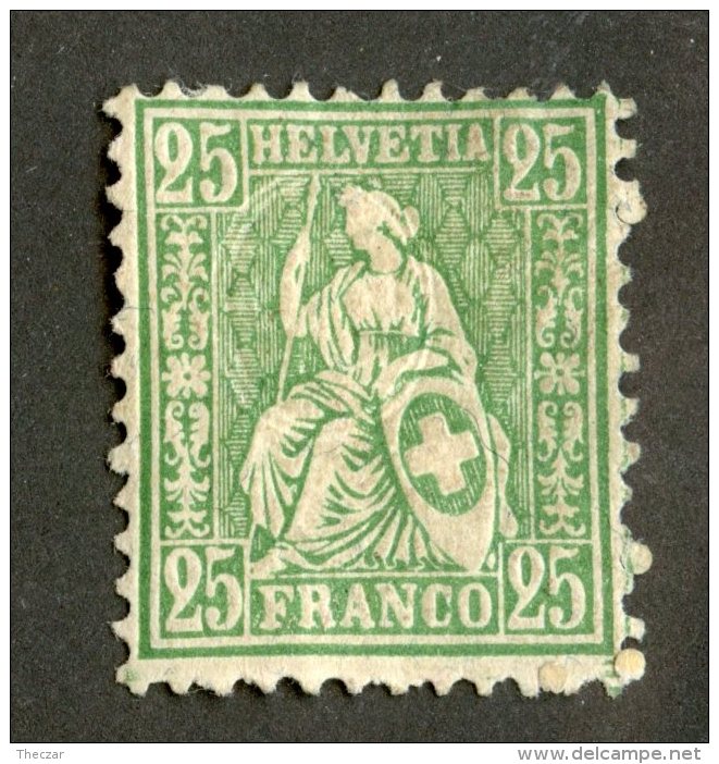 4143  Swiss 1862   Mi.#32b *  Scott #55a  Cat. 40.€ -Offers Welcome!- - Unused Stamps