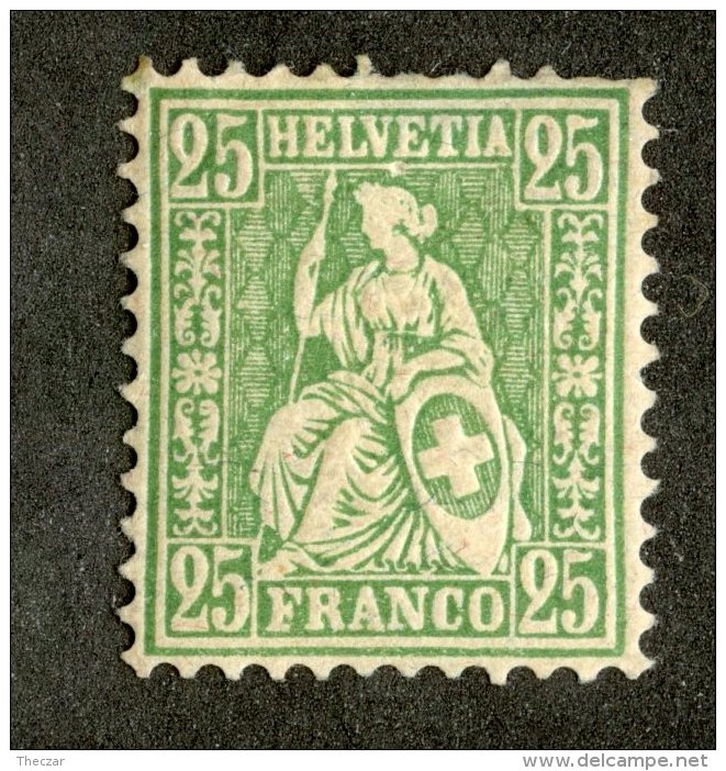 4144  Swiss 1862   Mi.#32b *  Scott #55a  Cat. 40.€ -Offers Welcome!- - Unused Stamps