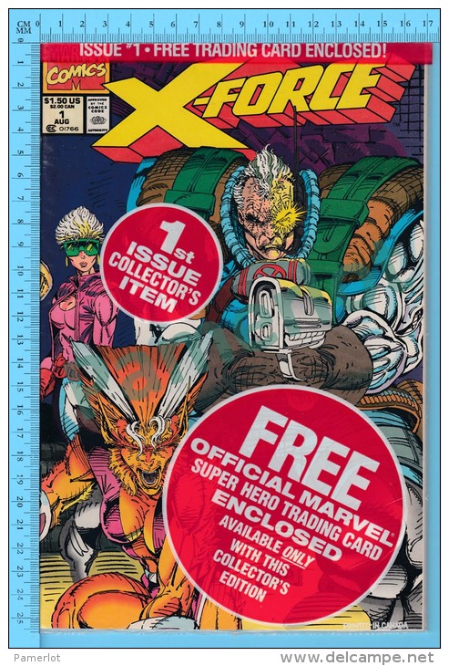 X-Force Marvel U.S. BD Comics ( 1991 First Issue Trading Card "Sunspot &amp; Gideon Inside " Original Packing ) - Marvel