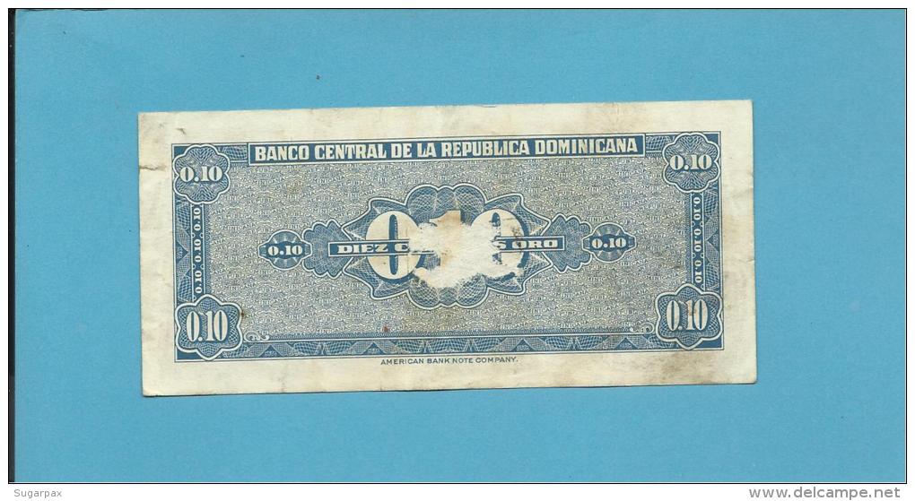 DOMINICAN REP. - 10 CENTAVOS ORO - ND ( 1961 ) - Pick 85 - 2 Scans - Dominicaine