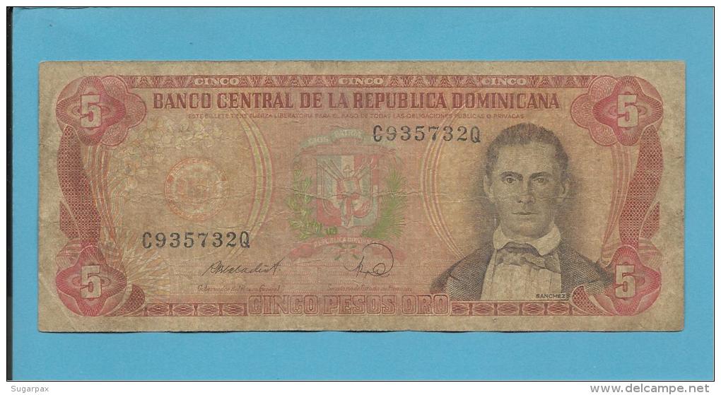 DOMINICAN REP. - 5 PESOS ORO - 1988 - Pick 118.c - 2 Scans - Repubblica Dominicana