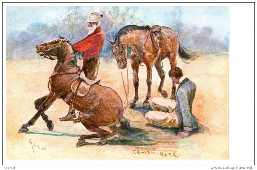 21605 Cowboy Dude Ranch Guest Fall From Horse Artist Signed H.C.Sepping Wright - Other & Unclassified