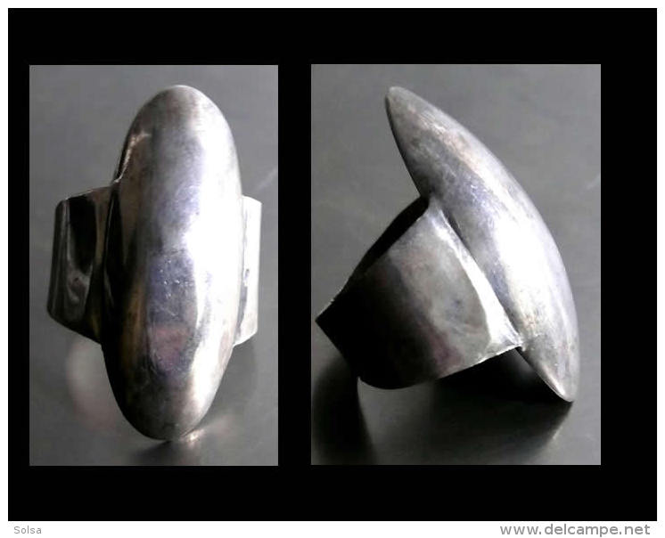 - Bague Moderniste En Argent (Pologne) T55 - T56 / Vintage Silver Ring Modernist Creator's Jewell - Rings