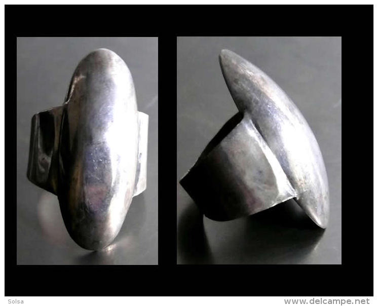 - Bague Moderniste En Argent (Pologne) T55 - T56 / Vintage Silver Ring Modernist Creator's Jewell - Anelli