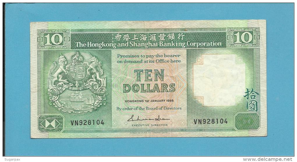 HONG KONG - 10 DOLLARS - 1988 - P 191.b - 2 Scans - Hong Kong