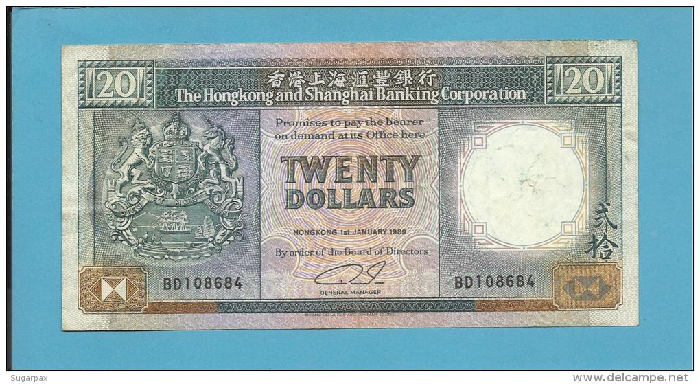 HONG KONG - 20 DOLLARS - 1989 - P 192.c - 2 Scans - Hong Kong