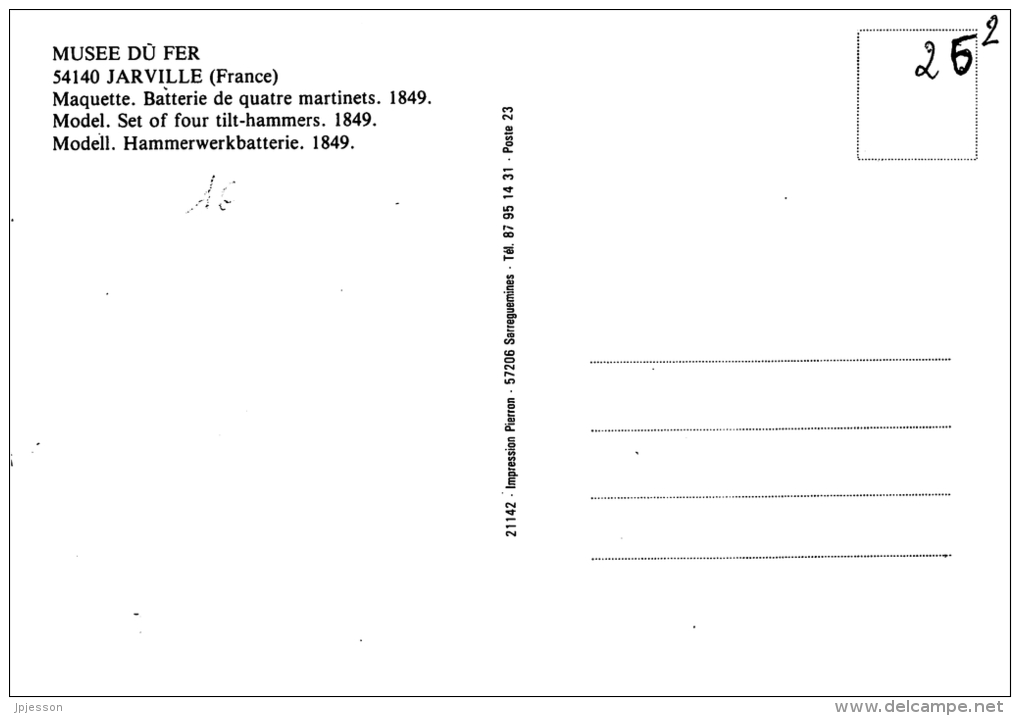 MEURTHE ET MOSELLE  54  JARVILLE  MUSEE DE L'HISTOIRE DU FER  MAQUETTE BATTERIE DE QUATRE MARTINETS - Sonstige & Ohne Zuordnung