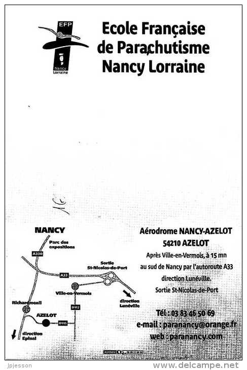 MEURTHE ET MOSELLE  54  AZELOT  AERODROME  PUBLICITE  ECOLE DE PARACHUTISME NANCY LORRAINE - Autres & Non Classés