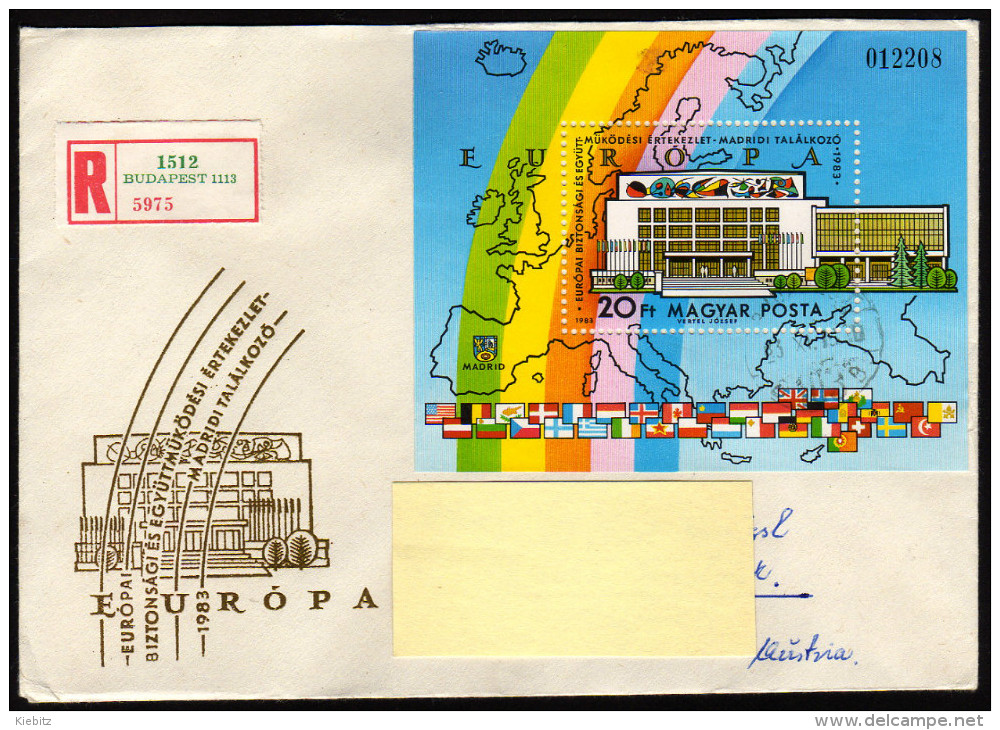 UNGARN 1983 - Flaggen Der KSZE Mitglieder In Europa - Block 168A Reko Brief - Briefe