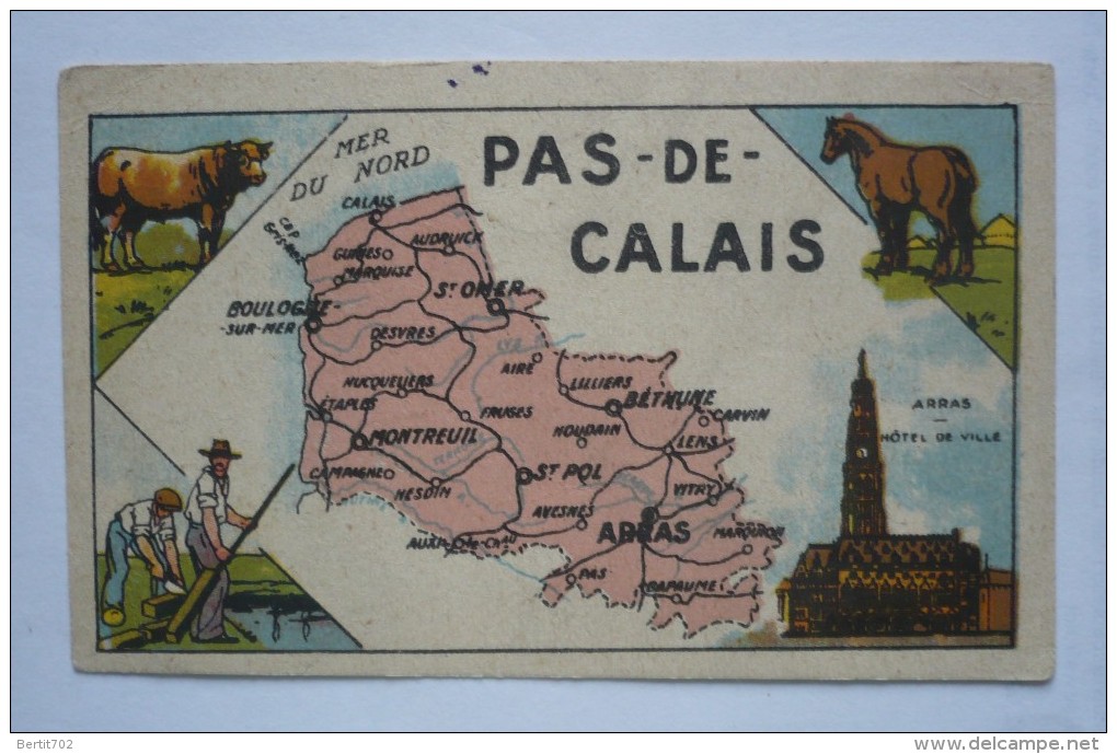 Chromo  - DEPARTEMENT DU PAS DE CALAIS   - CHOCOLAT TURENNE - 105 X 65 - Autres & Non Classés