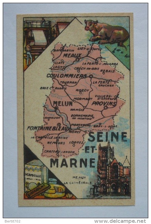 Chromo  - DEPARTEMENT DE SEINE ET MARNE   - CHOCOLAT TURENNE - 105 X 65 - Autres & Non Classés