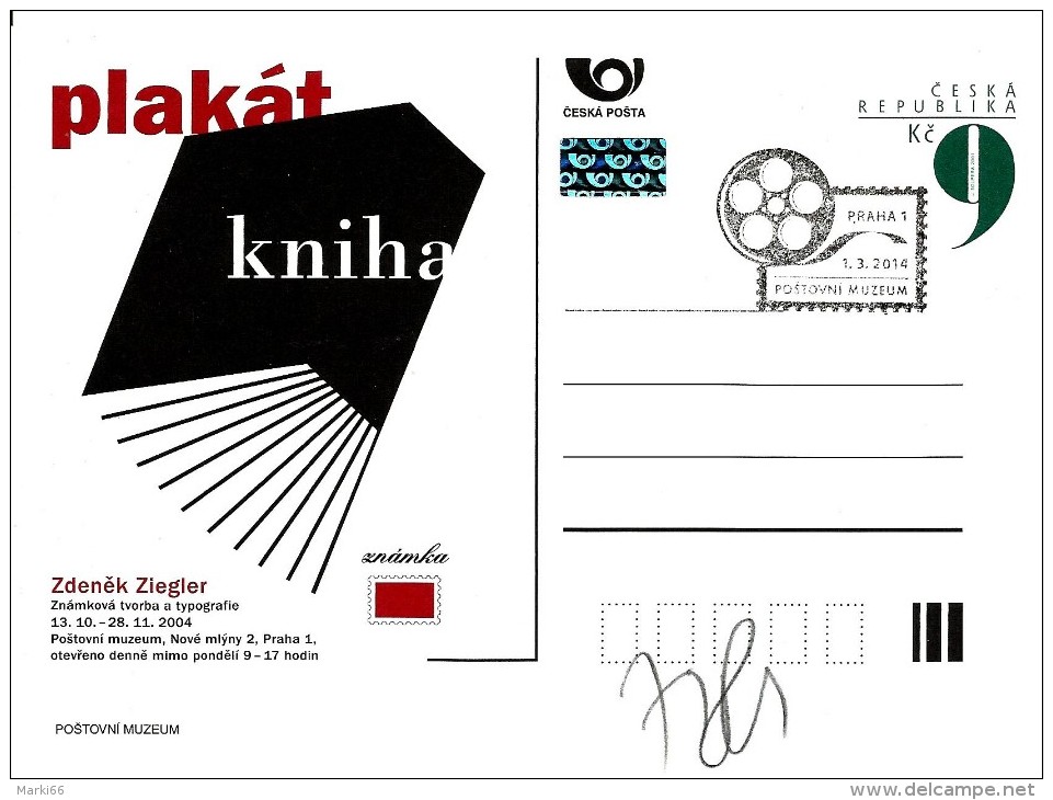 Czech Republic - 2004 - Movie Posters Book Exhibition - Official Postcard With Hologram And Postmark, Signed By Artist - FDC