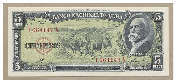 Cuba - 5 Pesos  1960  P91c  Uncirculated  ( Banknotes ) - Cuba