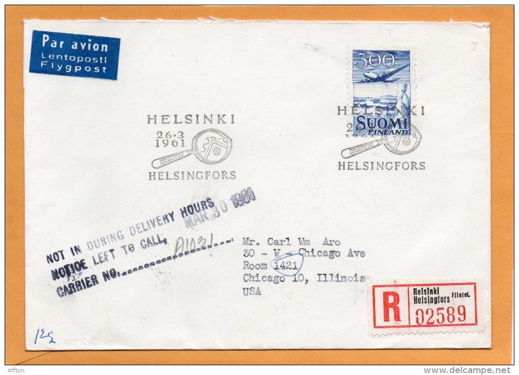 Finland 1960 Air Mail Cover Mailed Registered To USA - Briefe U. Dokumente
