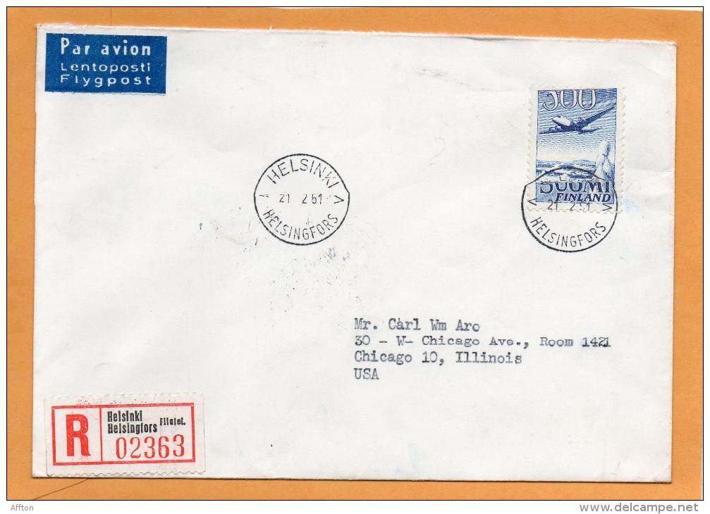 Finland 1961 Air Mail Cover Mailed Registered To USA - Brieven En Documenten