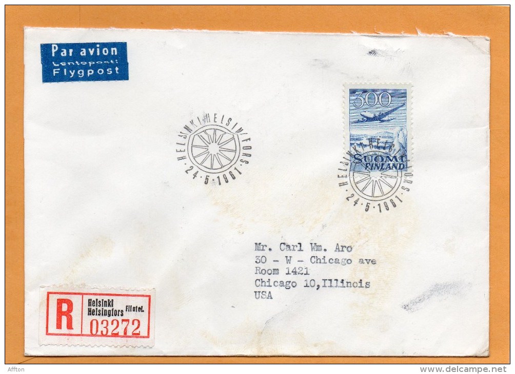 Finland 1961 Air Mail Cover Mailed Registered To USA - Covers & Documents