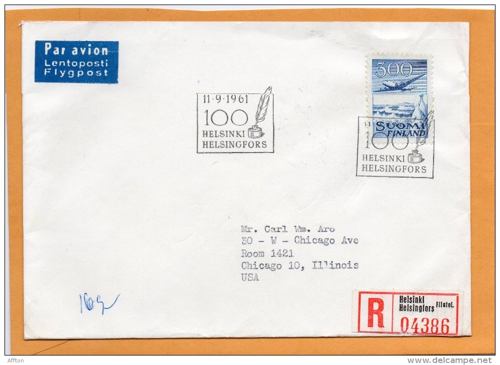 Finland 1961 Air Mail Cover Mailed Registered To USA - Covers & Documents