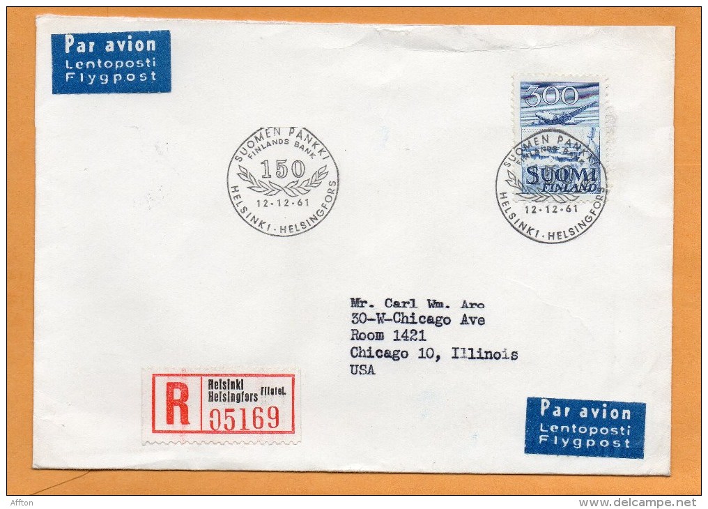 Finland 1961 Air Mail Cover Mailed Registered To USA - Covers & Documents