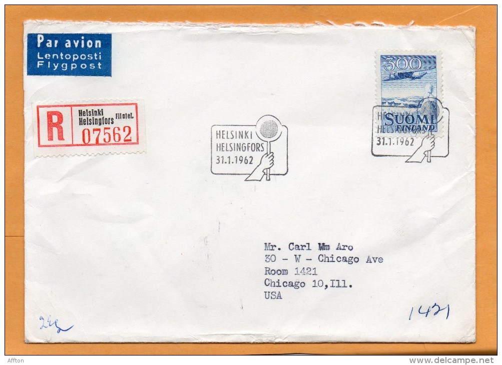 Finland 1962 Air Mail Cover Mailed Registered To USA - Cartas & Documentos