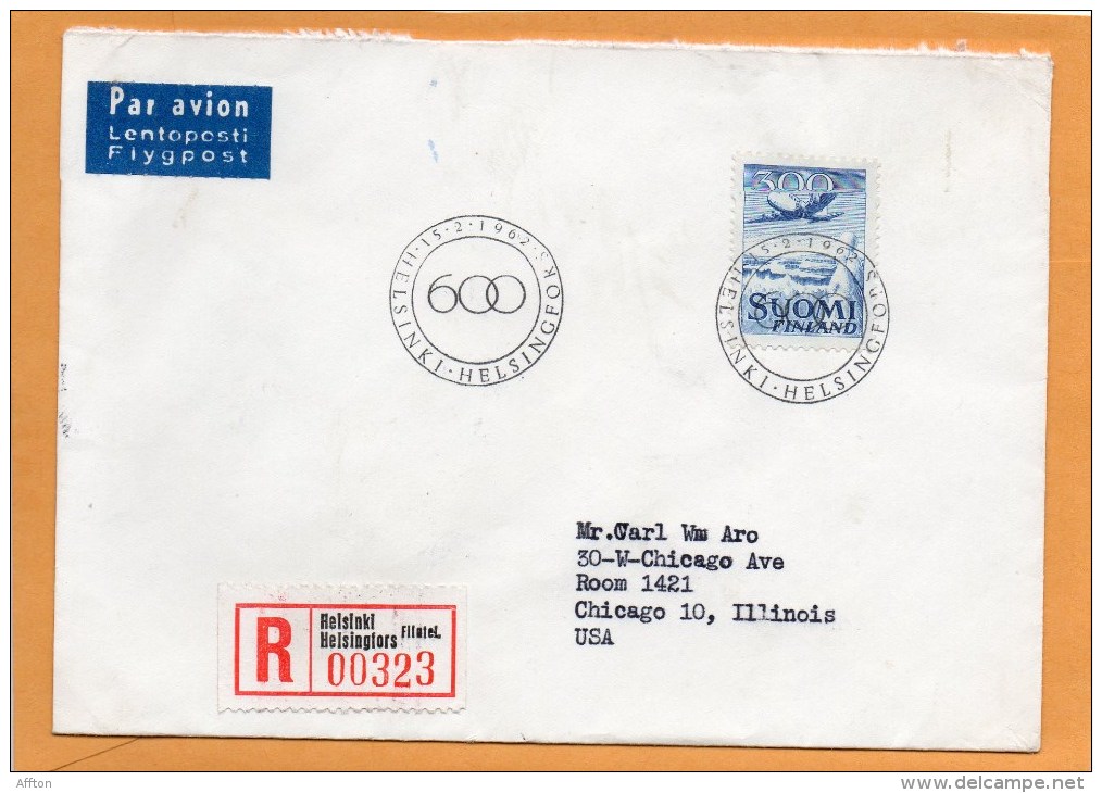 Finland 1962 Air Mail Cover Mailed Registered To USA - Covers & Documents