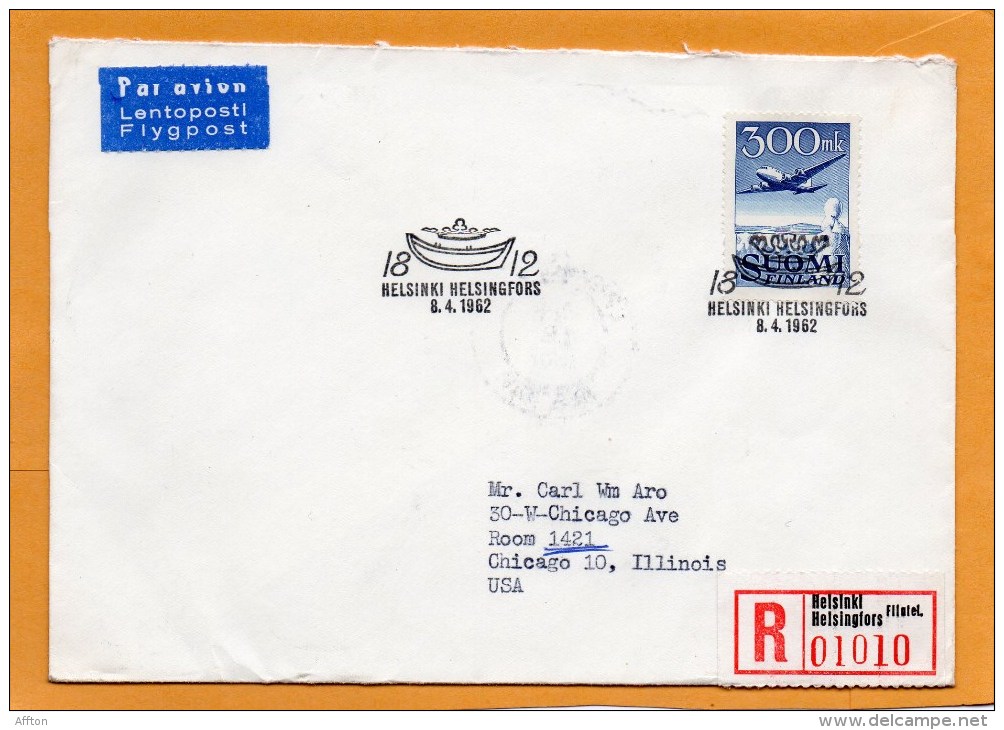 Finland 1962 Air Mail Cover Mailed Registered To USA - Cartas & Documentos