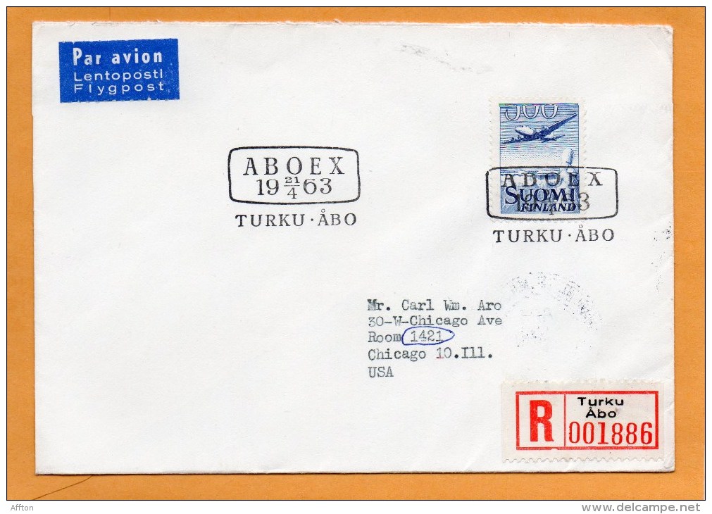 Finland 1963 Air Mail Cover Mailed Registered To USA - Storia Postale