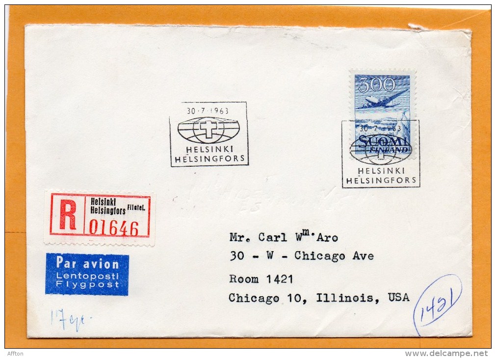 Finland 1963 Air Mail Cover Mailed Registered To USA - Brieven En Documenten