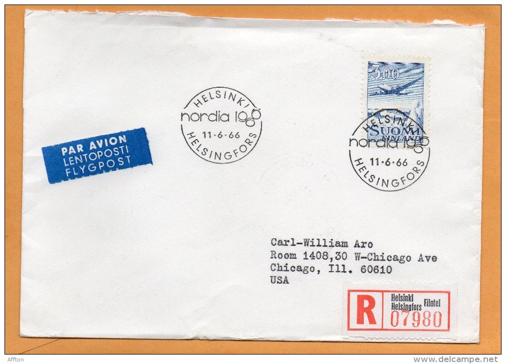 Finland 1966 Air Mail Cover Mailed Registered To USA - Cartas & Documentos
