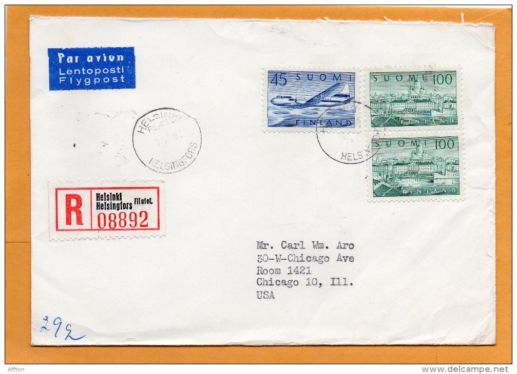 Finland 1962 Air Mail Cover Mailed Registered To USA - Brieven En Documenten