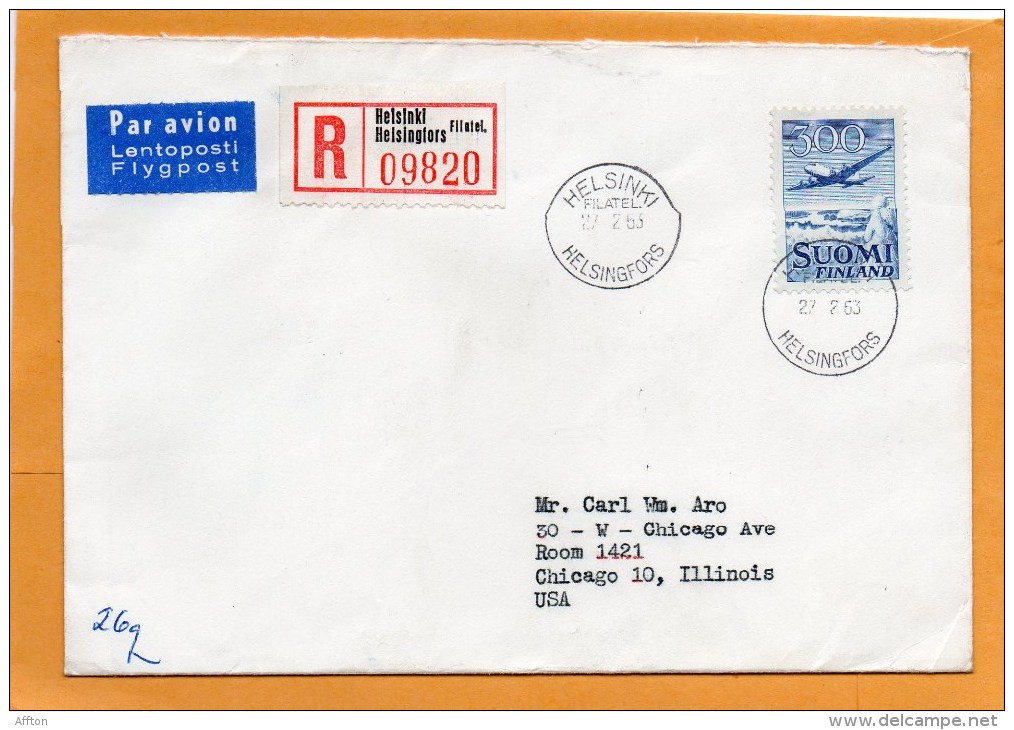 Finland 1963 Air Mail Cover Mailed Registered To USA - Briefe U. Dokumente