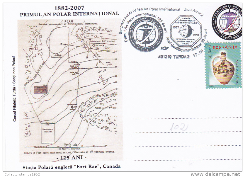 4081A  FIRST INTERNATIONAL POLAR YEAR POSTCARD ROMANIA 2007 - Arktis Expeditionen