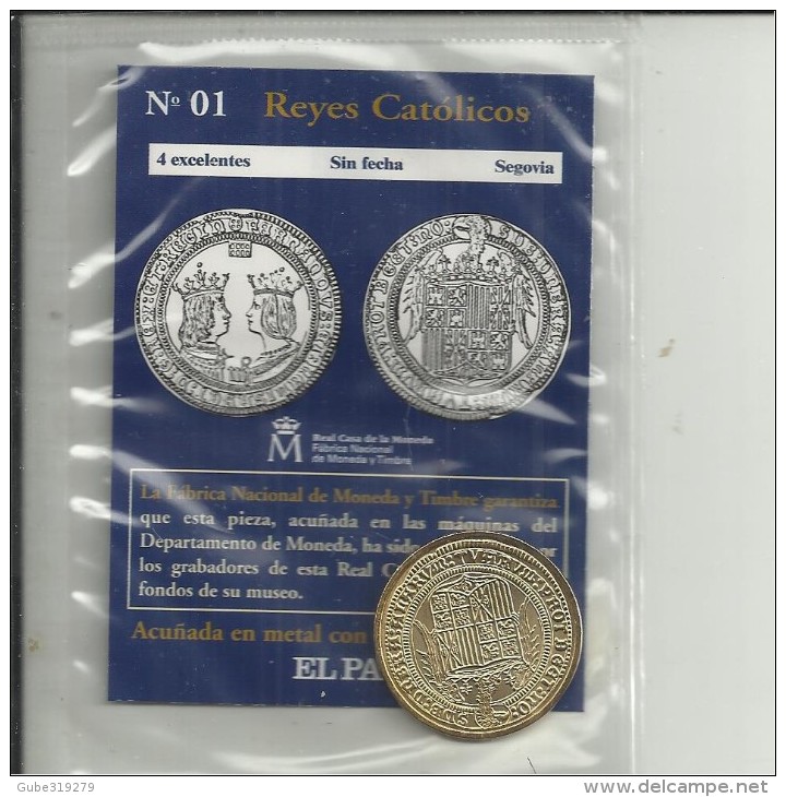 SPAIN - RECENT REPRODUCTION OF 1 COIN OF REYES CATOLICOS IN SEALED ENVELOPE DISTRIBUTED BY DAILY "EL PAIS" NR.01 ISSUE - Sin Clasificación