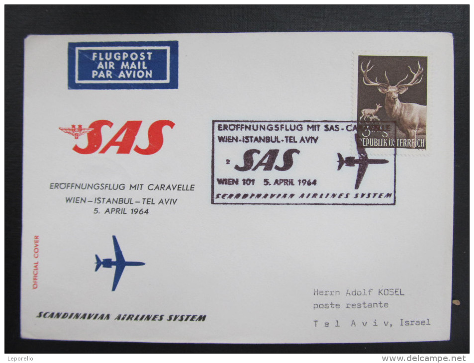 BRIEF Flugpost Wien - Istanbul - Tel Aviv 1964  /// U7864 - Briefe U. Dokumente