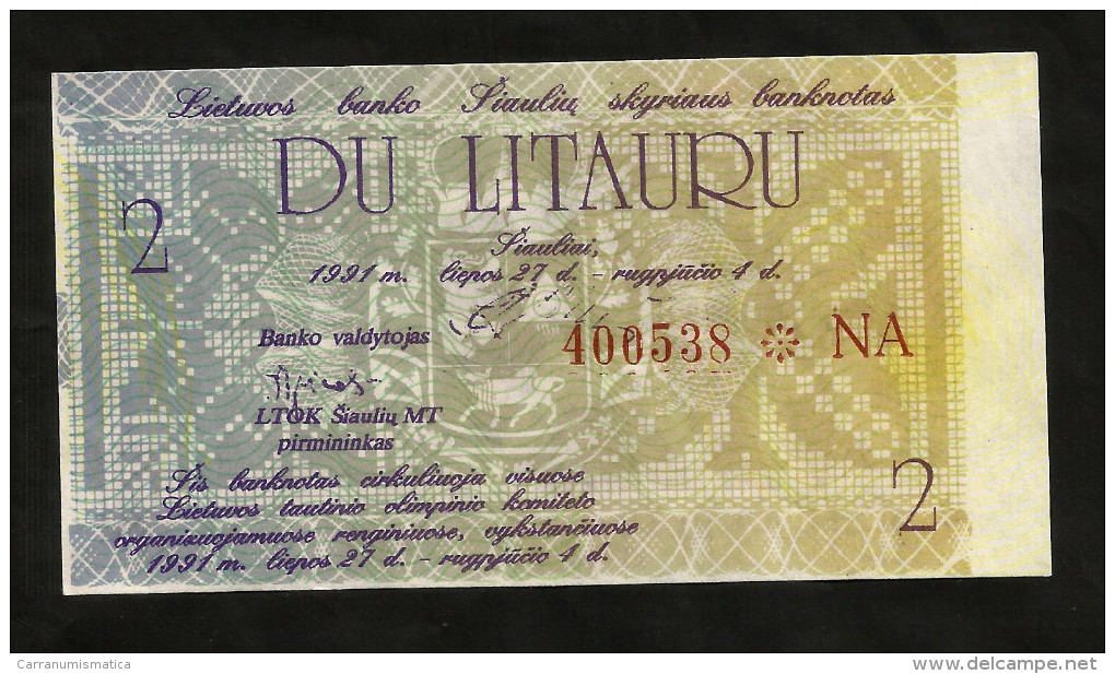 Lithuania - 2 LITAURU (1991) - Lituania