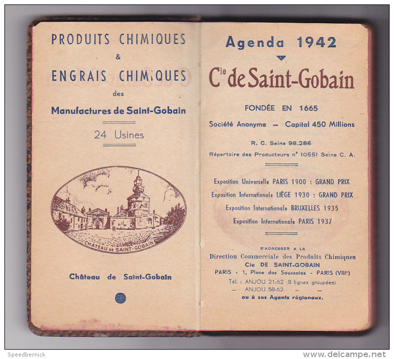 Agenda Manufacture Saint Gobain France  Industrie Chimiques -1942 -usine - Publicités